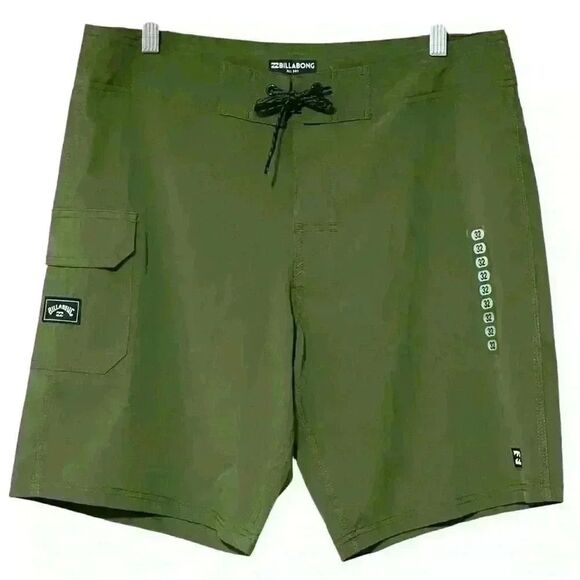 BILLABONG All Day Board Shorts Men’s 32 Green 18” Beach Bum Sun-Sand-Surf NWOT - Picture 1 of 8